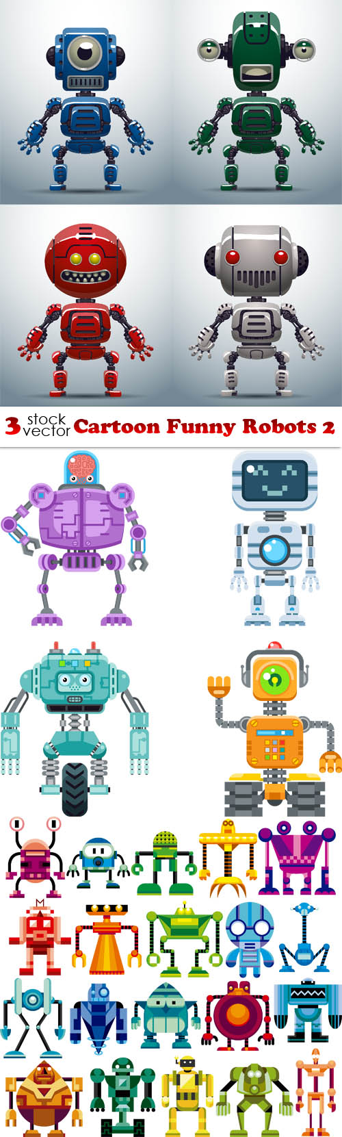 Vectors - Cartoon Funny Robots 02