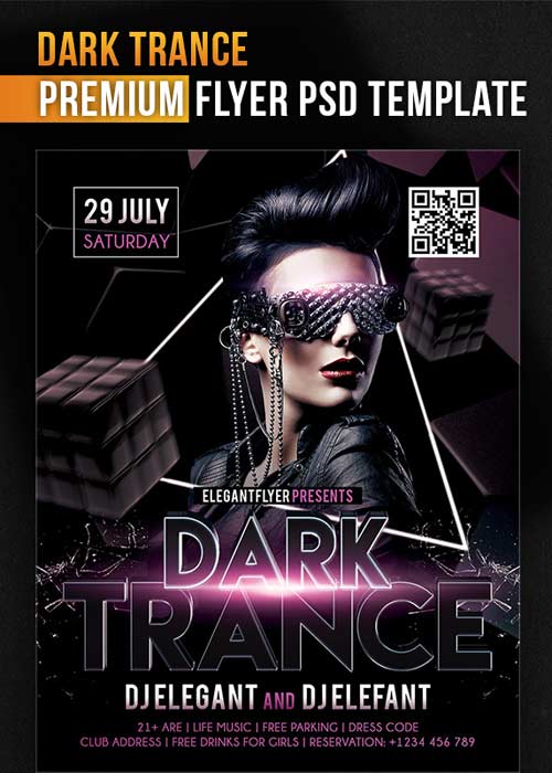 Dark Trance Flyer PSD Template + Facebook Cover