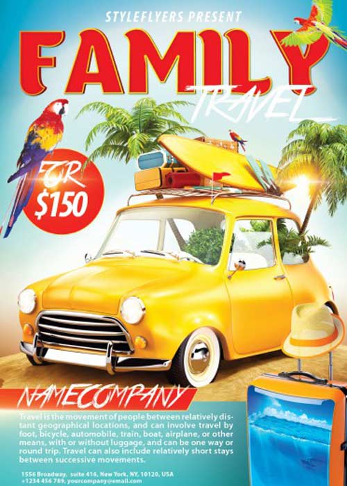 Family Travel PSD Flyer Template