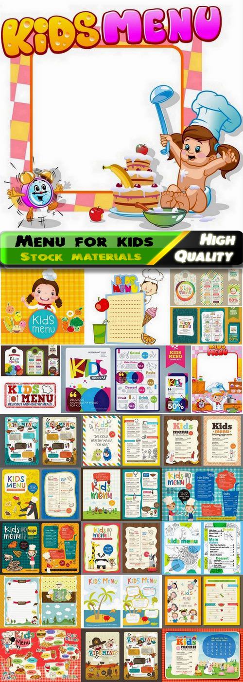 Funny menu cover design for kids - 25 Eps