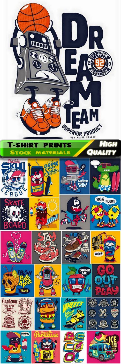 T-shirt prints with funny skeletons and skulls 4 - 25 Eps