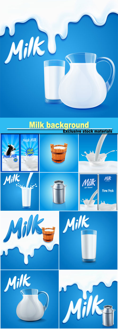 Milk background, a jug of milk
