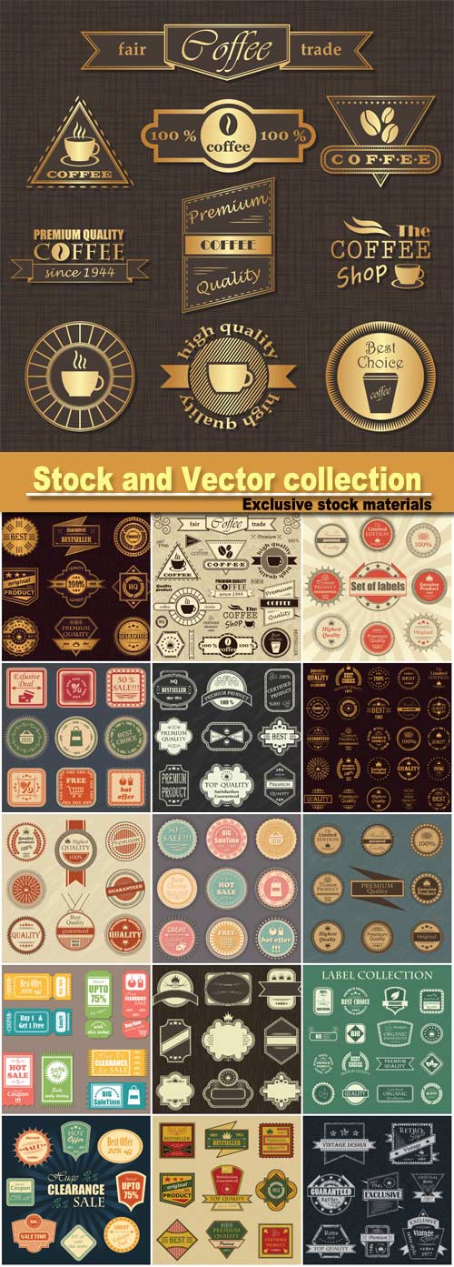 Vintage labels vector, design elements