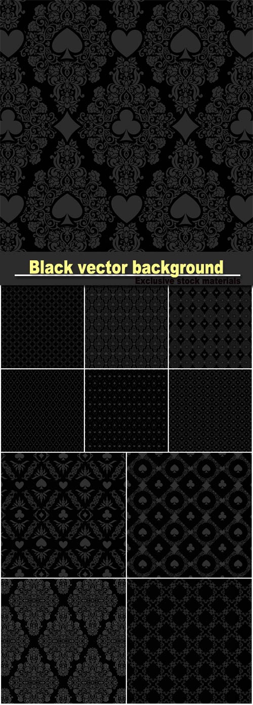 Black vector background with casino patterns