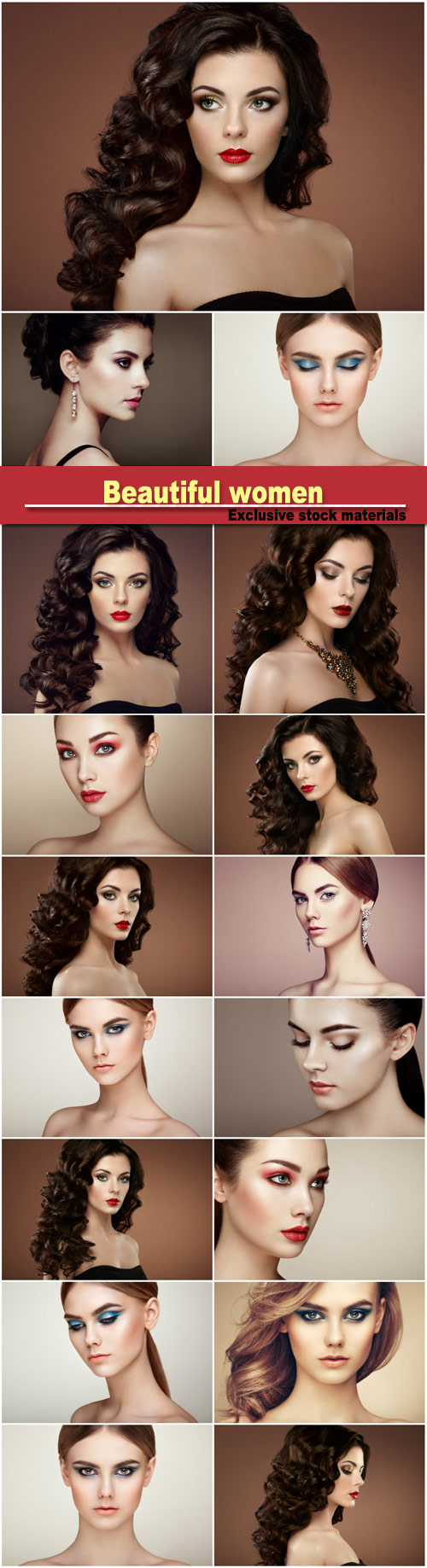 Beautiful women, stylish makeup, hairstyles