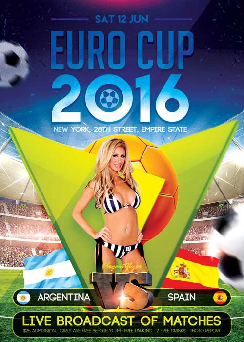 Euro Cup 2016 М1 Flyer PSD Template + Facebook Cover