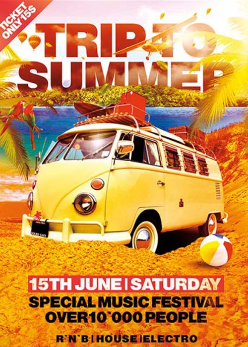 Trip to Summer V2 Premium Flyer Template + Facebook Cover