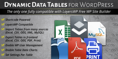 NULLED WordPress Dynamic Tables, Input from XLS MySQL CSV v1.0.8 product cover