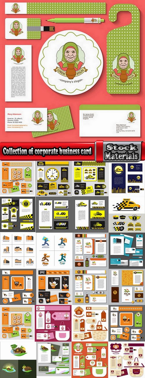Collection of corporate business card sticker template flyer banner 25 EPS