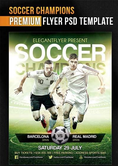 Soccer Champions V5 Flyer PSD Template + Facebook Cover