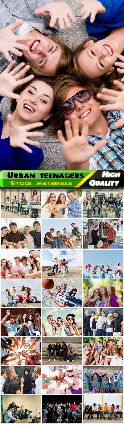 Stylish and fashionable happy group of urban teenagers - 25 HQ Jpg