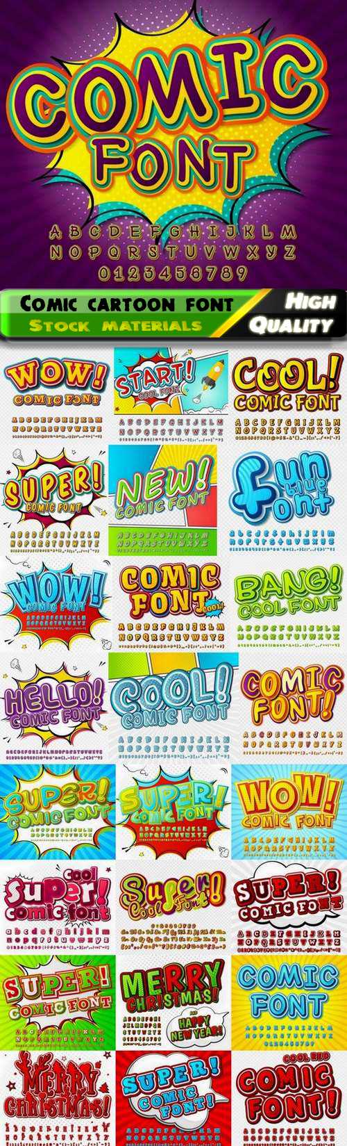 Comic cartoon font and colorful alphabet letters 2 - 25 Eps