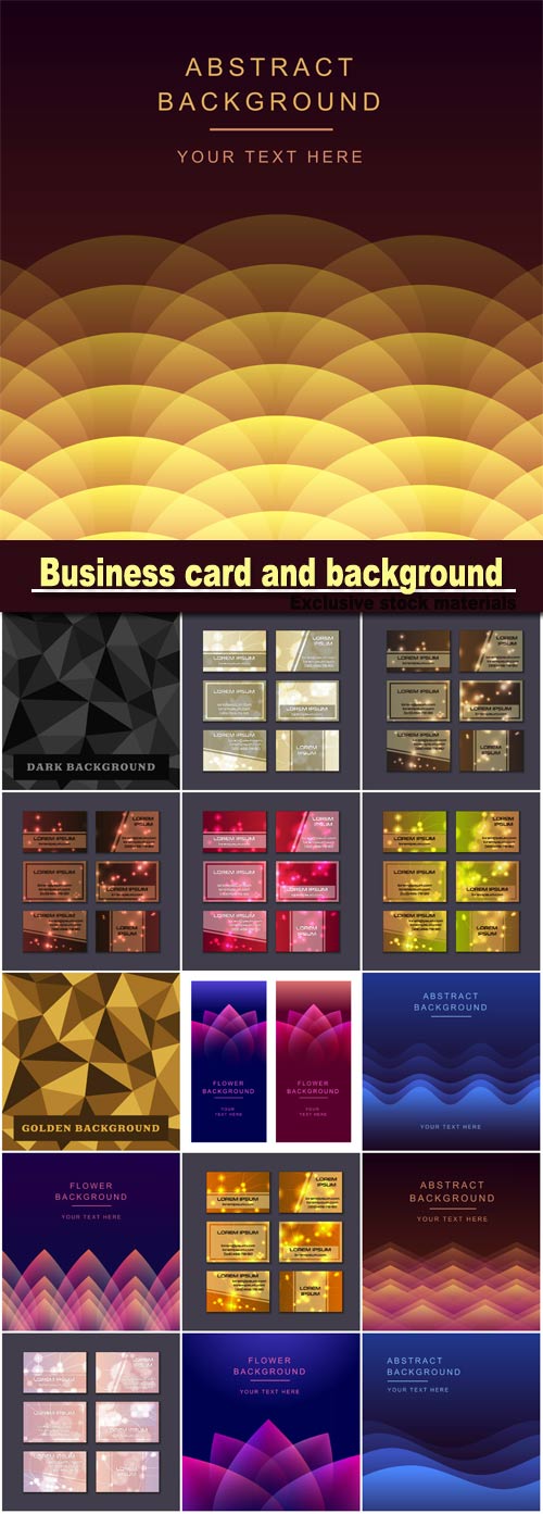 Business card collection, abstract geometric background