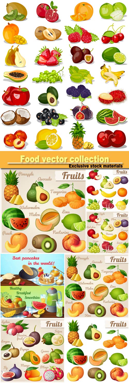 Fruit product, food vector collection