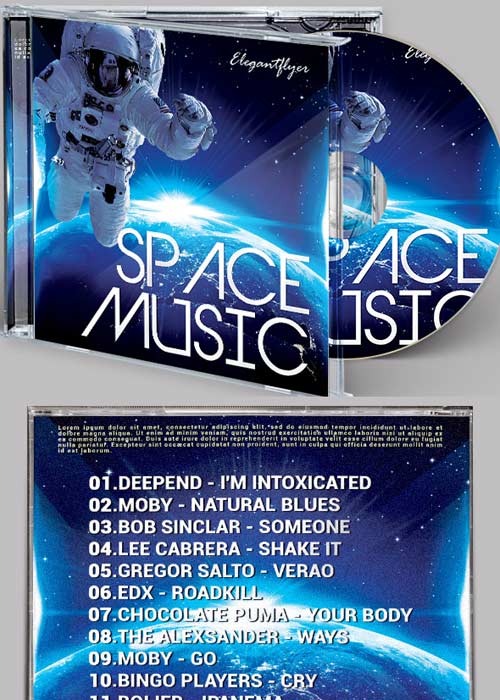 Space Music CD Cover PSD Template