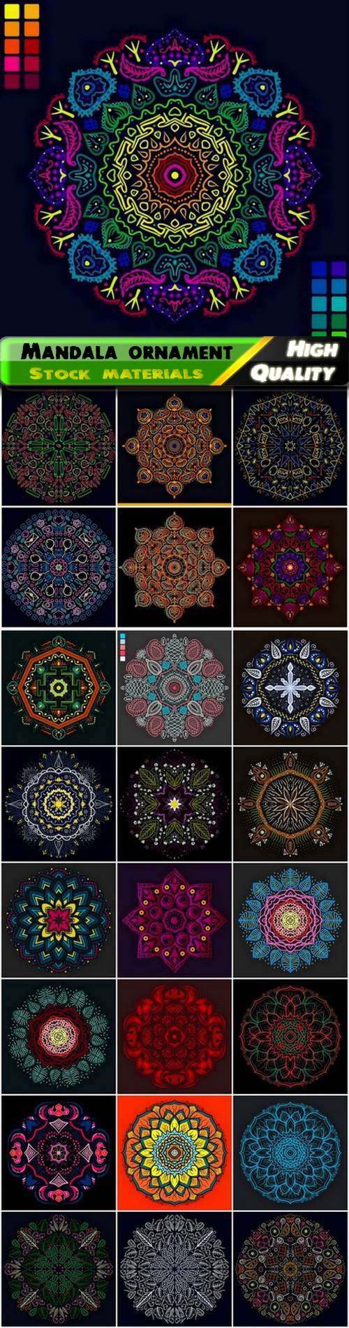 Mandala ethnic round ornament and circles pattern - 25 Eps