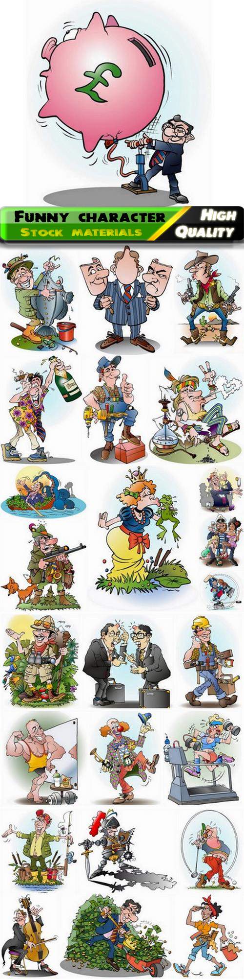 Funny character and comic people caricature illustration - 25 Eps