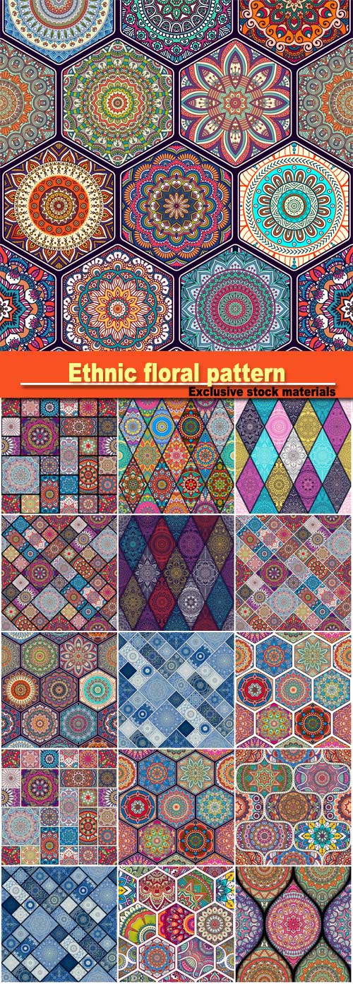 Ethnic floral seamless pattern and ornamental pattern